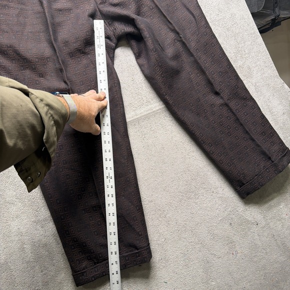 Versace Suit Brown Geometric Linen Blend Classic Fit Italian Two‎ Piece 42R - Picture 14 of 16